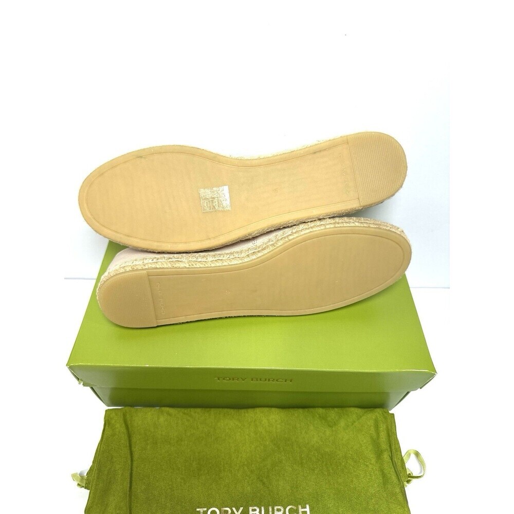 Tory Burch Ines Espadrille Flats Rose Pink Leather Size 9.5 New w/ Box - Picture 7 of 9